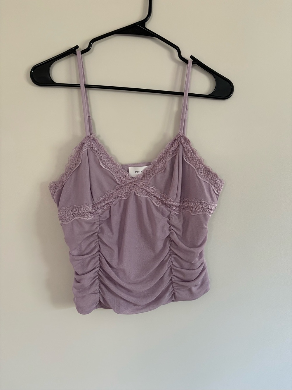 Dusty Lilac Lace-Trim Ruched Cami Top